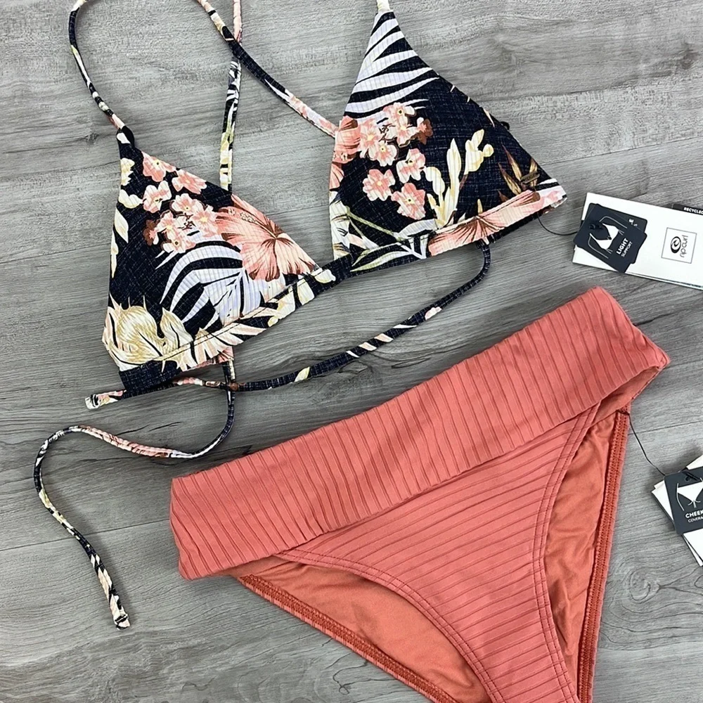 ☀️RIP CURL☀️ PARADISE CALLING X BACK PREMIUM SURF HI WAIST BIKINI SET